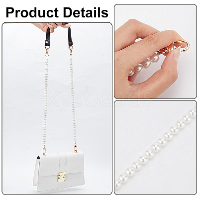 3Pcs 2 Style PU Leather Shoulder Strap & ABS Plastic Imitation Pearl Bag Chain Straps FIND-WR0009-25-1