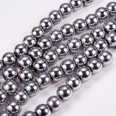 Electroplate Non-magnetic Synthetic Hematite Beads Strands X-G-J169A-8mm-02-1