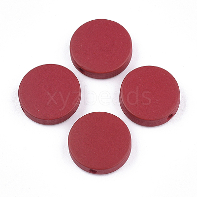 Painted Natural Wood Beads WOOD-S049-02B-10-1