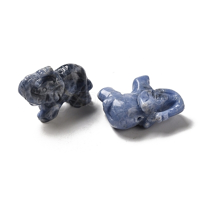 Natural Sodalite Carved Elephant Beads G-Z053-01-1