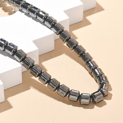 Column Synthetic Non-Magnetic Hematite Beaded Necklaces NJEW-R020-08-1