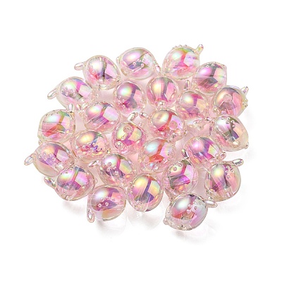 UV Plating Rainbow Iridescent Acrylic Beads OACR-F004-07H-1