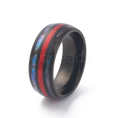 Ion Plating(IP) 304 Stainless Steel Paua Shell Cuff Ring for Women RJEW-M014-01B-F-1