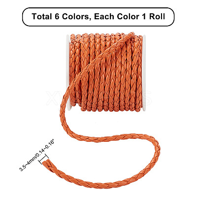6 Rolls 6 Colors 4-Ply Round Imitation Leather Braided Cord LC-PH0001-10-1
