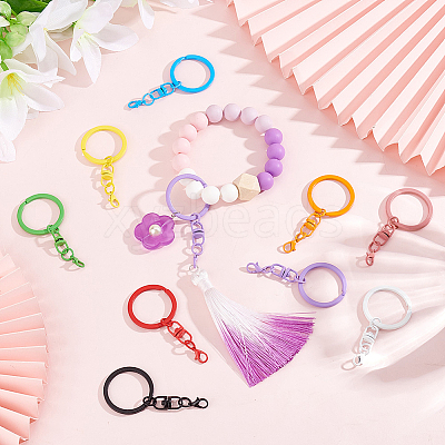 36Pcs 9 Colors Spray Painted Iron Keychain Swivel Clasps FIND-AR0004-01-1