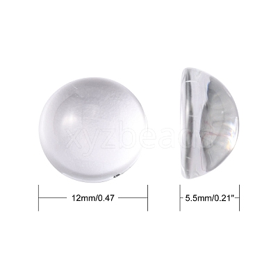 Transparent Half Round Glass Cabochons X-GGLA-R027-12mm-1