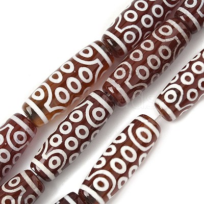 Rice Shape Tibetan Style dZi Beads Strands G-A269-A18-01-1