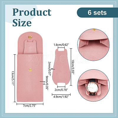 6 Sets Rectangle Velvet Single Watch Storage Bags ABAG-NB0002-09-1