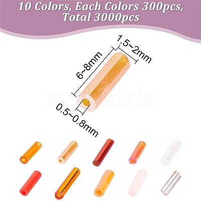 10 Style Glass Bugle Beads SEED-HY0001-05A-1