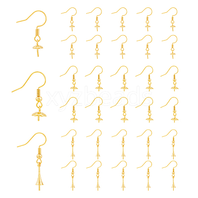 30Pcs 3 Style Rack Plating Brass Earring Hooks KK-DC0002-04-1