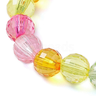 7.5mm Faceted Round Transparent Acrylic Beaded Stretch Bracelets BJEW-JB10249-02-1