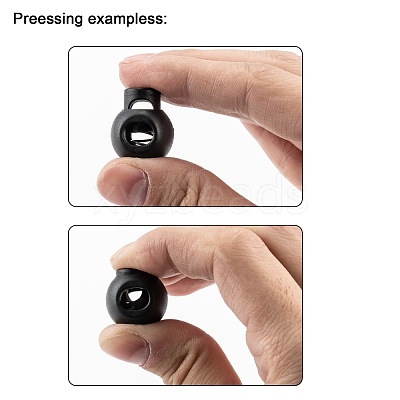 1-Hole Dyed Iron Spring Loaded Eco-Friendly Plastic Round Buckle Cord Toggle Lock Beans Stoppers for Sportwear Luggage Backpack Straps FIND-E004-60B-18mm-1