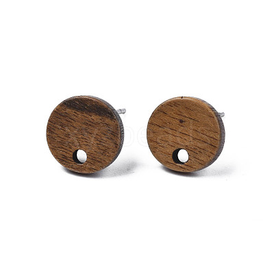 Walnut Wood Stud Earring Findings MAK-N032-043A-1