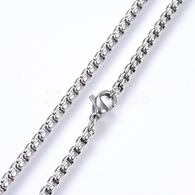 Non-Tarnish 304 Stainless Steel Box Chain Necklaces NJEW-F227-09P-10-1
