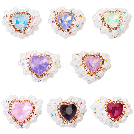 7Pcs 7 Colors Polymer Clay Rhinestone with Crystal Beads FIND-FG0003-56-1