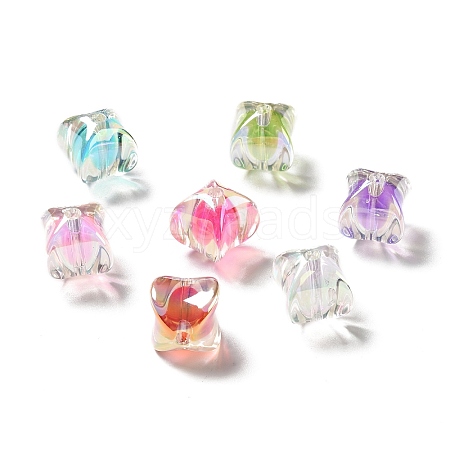 Two Tone UV Plating Rainbow Iridescent Acrylic Beads TACR-D010-04-1