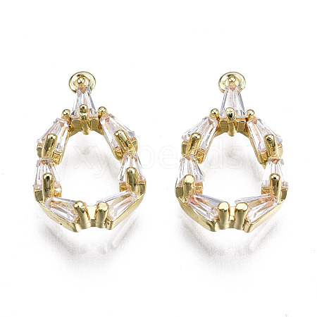 Brass Inlaid Clear Cubic Zirconia Charms ZIRC-S069-021G-1