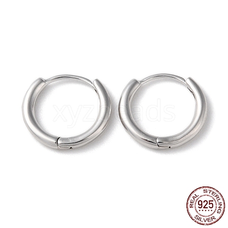 Rhodium Plated 925 Sterling Silver Huggie Hoop Earrings STER-D016-03B-P-1