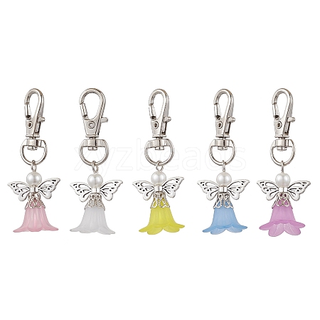 10Pcs 5 Styles Acrylic Angel Pendant Decorations HJEW-JM02730-S-1