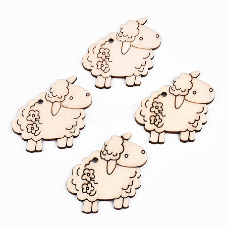 Undyed Natural Wooden Pendants WOOD-S058-032-1
