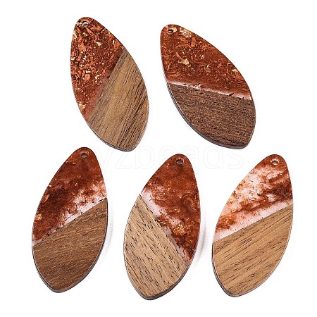 Transparent Resin and Walnut Wood Pendants RESI-T057-05C-1