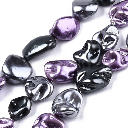 Electroplated Natural Freshwater Shell Beads Strands SHEL-R113-01B-1