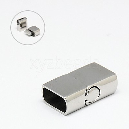 Rectangle 304 Stainless Steel Magnetic Clasps with Glue-in Ends X-STAS-I011-12-1