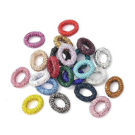 Rhinestone Clay Pave Brass Beads KK-P305-11G-1