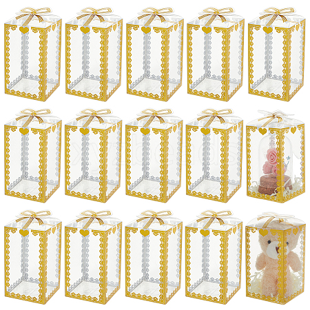 Folding Heart Print Transparent PVC Gift Packing Boxes CON-WH0085-192B-01-1