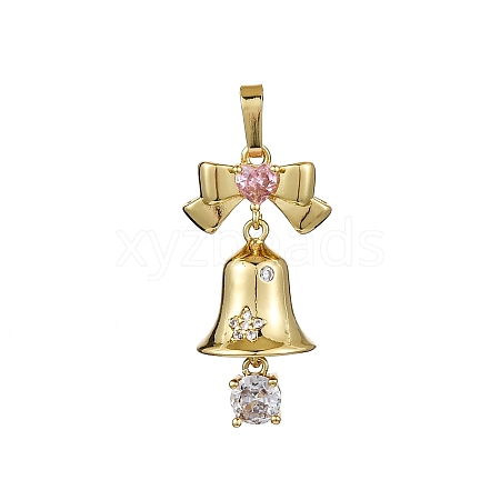 Rack Plating Brass with Cubic Zirconia Pendants KK-Q010-15G-1