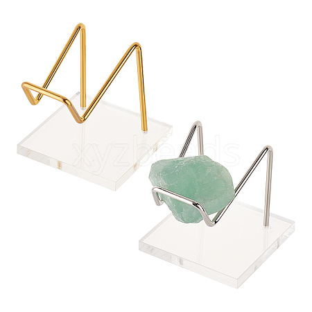 2Pcs 2 Colors Square Transparent Acrylic Mineral Crystal Display Stands ODIS-FG0001-60B-1