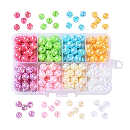 8 Color Plating Eco-Friendly Poly Styrene Acrylic Beads SACR-X0015-06-8mm-1