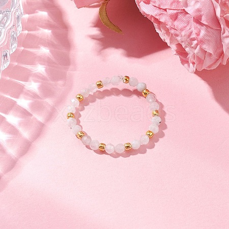 Natural Moonstone Beaded Stretch Rings for Women RJEW-JR00868-06-1