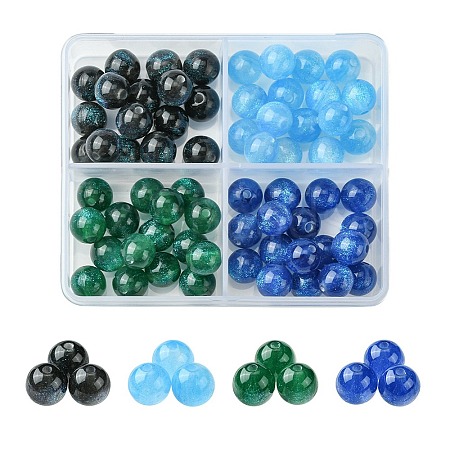 64Pcs 4 Colors Round Imitation Cat Eye Resin Beads RESI-FS0001-66A-1