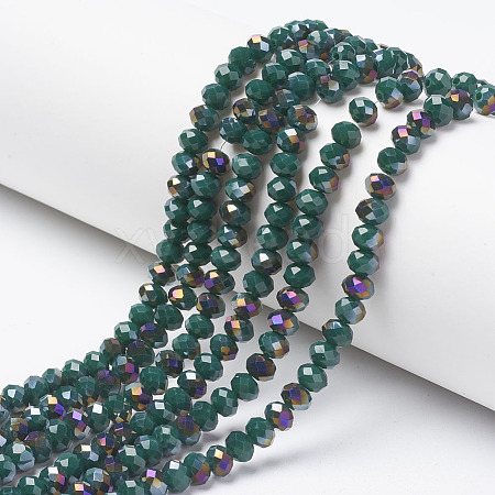 Electroplate Opaque Glass Beads Strands X-EGLA-A034-P8mm-F06-1