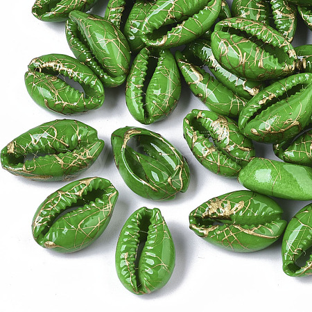 Spray Painted Natural Cowrie Shell Beads SSHEL-R047-03-A03-1