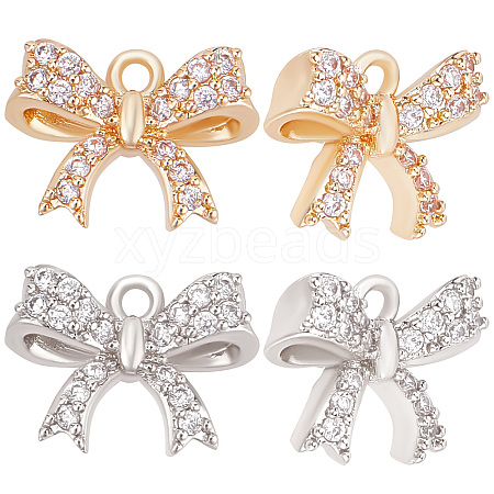 12Pcs 2 Colors Rack Plating Brass Micro Pave Cubic Zirconia Charms ZIRC-BBC0001-30-1