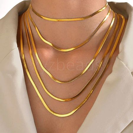 304 Stainless Steel Snake Chain Necklaces for Women WG80FEF-17-1