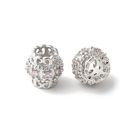 Brass Micro Pave Cubic Zirconia European Beads KK-U067-08P-05-1