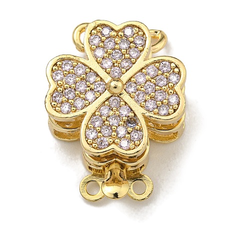 Brass Micro Pave Cubic Zirconia Box Clasps KK-U037-23G-02-1