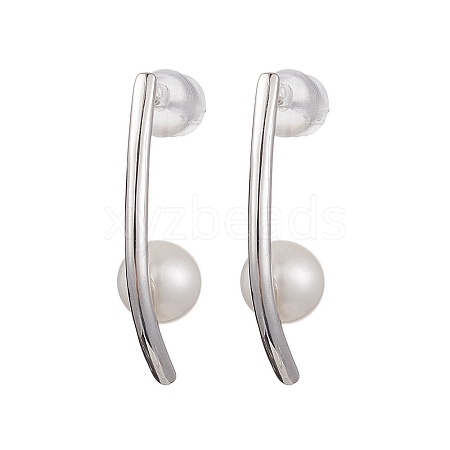 Natural Pearl Ear Studs EJEW-P286-52P-1