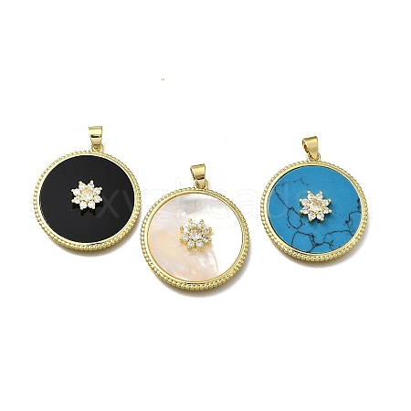 Brass Micro Pave Cubic Zirconia Pendants KK-C090-07G-1