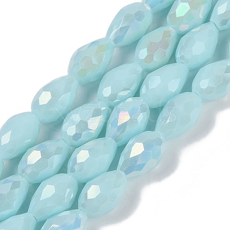 Opaque Solid Color Electroplate Glass Beads Strands LS-EGLA-N013-P8mm-B11-1