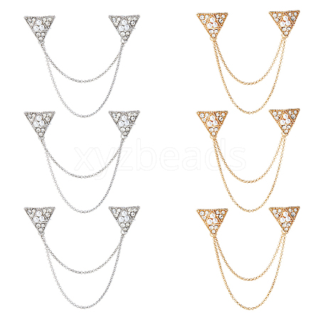 6Pcs 2 Colors Triangle Lapel Pins JEWB-FH0002-55-1