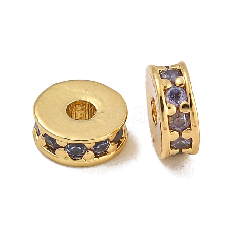 Rack Plating Brass Micro Pave Cubic Zirconia Beads KK-U030-26G-06-1