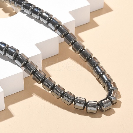 Column Synthetic Non-Magnetic Hematite Beaded Necklaces NJEW-R020-08-1