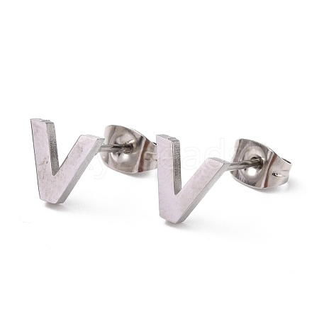 Tarnish Resistant 304 Stainless Steel Greek Alphabet Stud Earrings STAS-D007-07P-04-1
