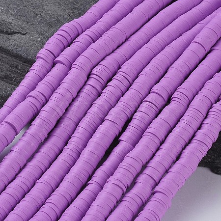 Flat Round Handmade Polymer Clay Beads CLAY-R067-8.0mm-01-1