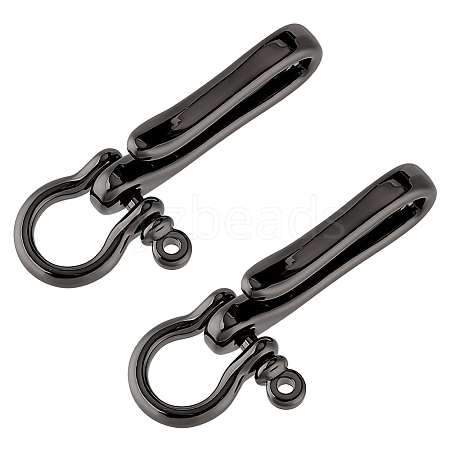   2Pcs Brass Shackle Clasps with Brass S Hook Clasps KK-PH0006-13-1