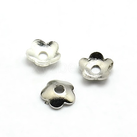 5-Petal Brass Tiny Flower Bead Caps KK-O043-06P-1